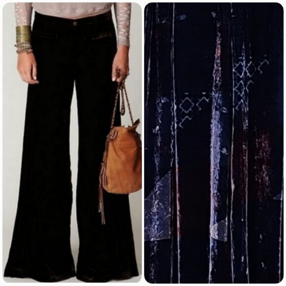 Free People Silk Velour Extreme Wide Leg Size 8 Pants - Picture 1 of 9